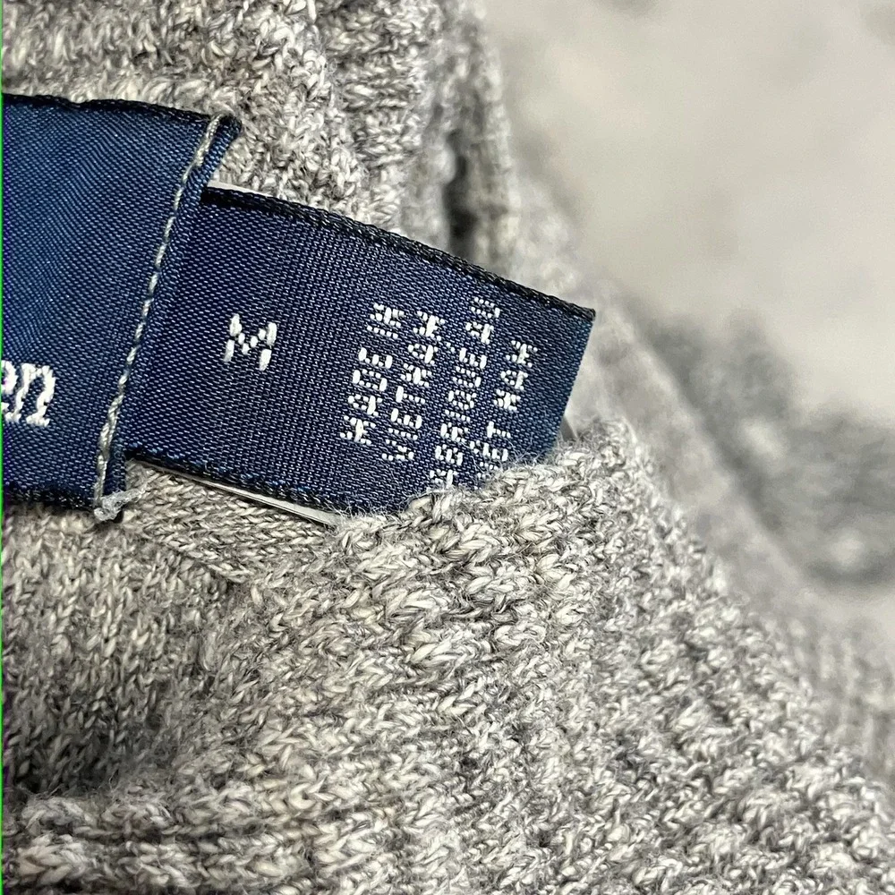 Polo Ralph Lauren Waffle Knit Hoodie Gray Pullover Pocket Mens Size M
